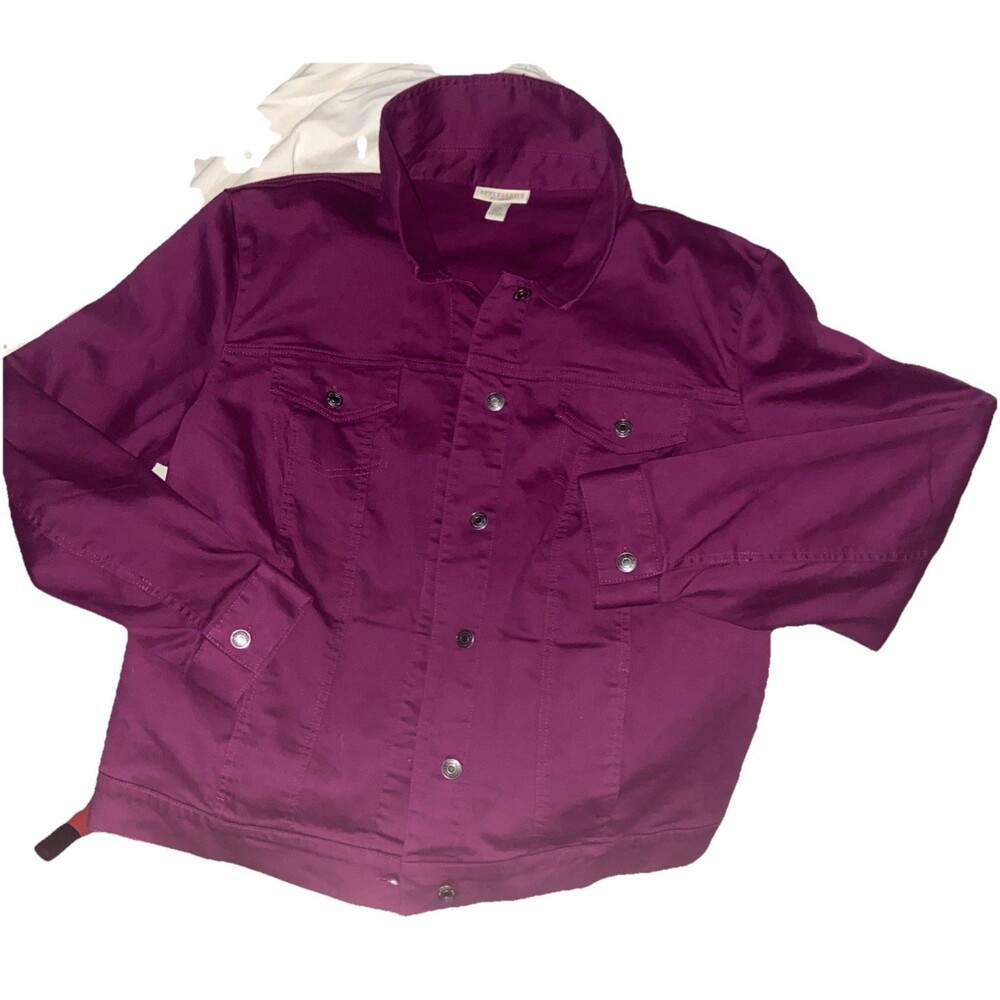 Appleseeds Plum Jean Jacket Women’s 2X Button Up Denim Inside Pockets
